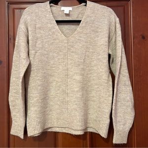 H&M Brown/Cream Oversized V-Neck Sweater